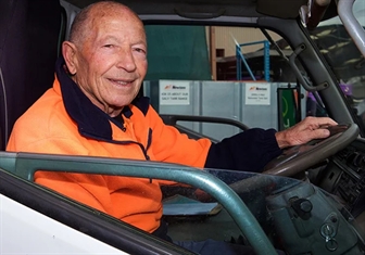 Peter Masseroni driving his Fuso Canter Tipper.