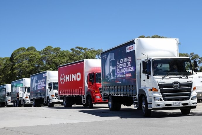 hino truck form a line