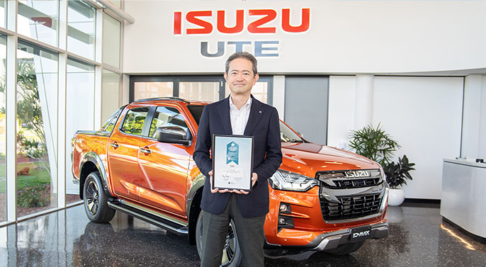 Isuzu UTE Australia's Managing Director, Mr Hiroyasu Sato, presented with the '2021 Car Manufacturer of the Year' Award, by Roy Morgan Research