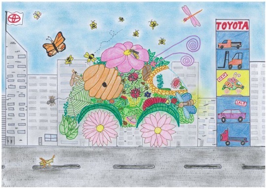 Eight-year-old West Australian Claudia Field's Nature Insect Car is designed as haven for insects to help revegetate and beautify our cities