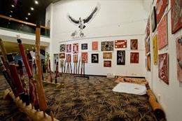 Room presenting Aboriginal items 