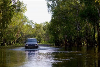 Volkswagen vehicle wading through a river